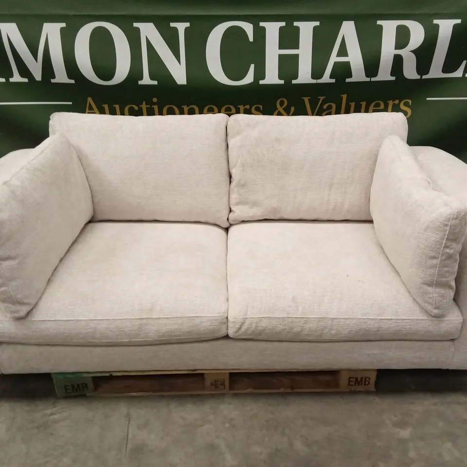 DANETTI QUINN NATURAL FABRIC DARK WOOD 3 SEATER SOFA RRP £999