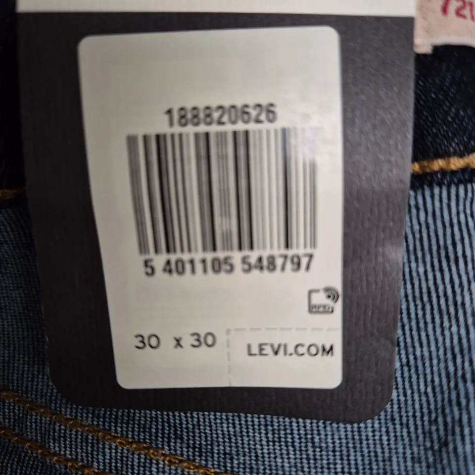 LEVI'S 721 HIGH-RISE SKINNY JEANS – DARK WASH, WOMEN'S, SIZE 30 X 30