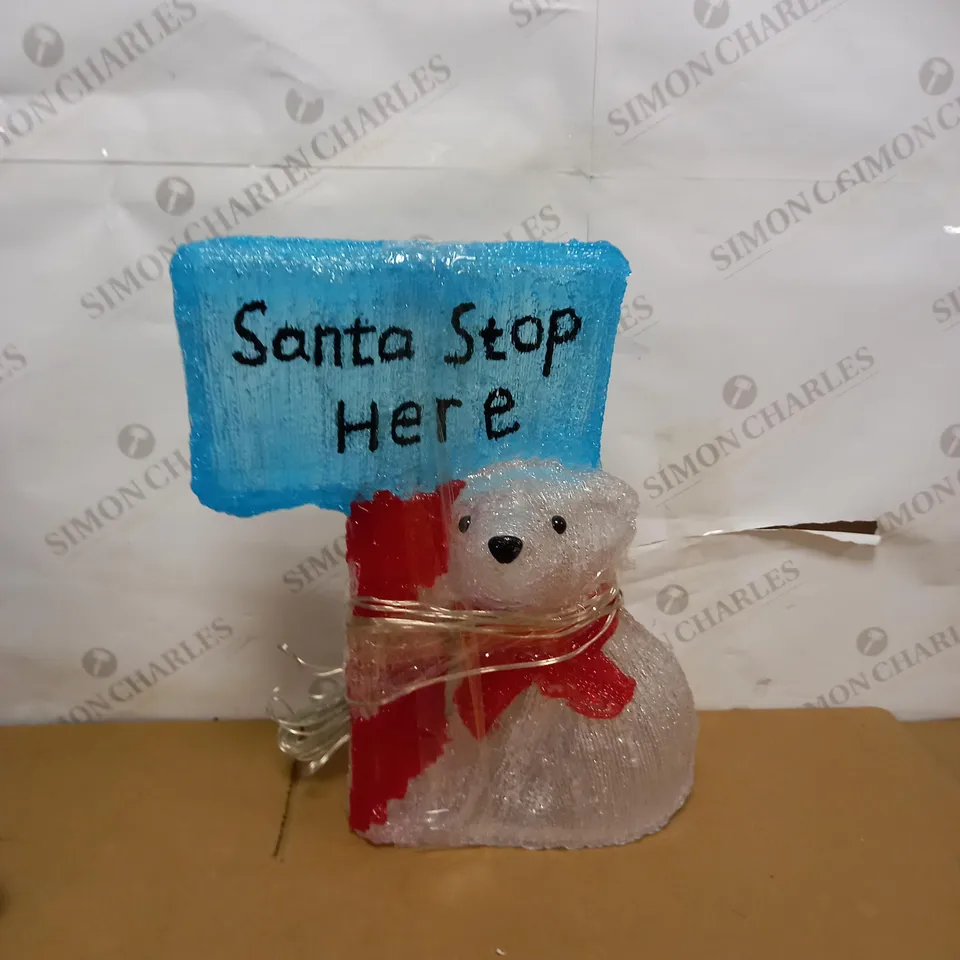POLAR BEAR CHRISTMASS SIGN OUTDOOR ORNAMENT