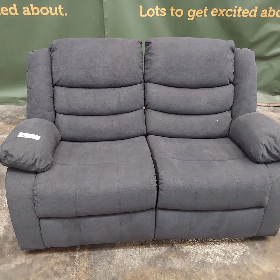 DESIGNER MANUAL RECLINING TWO SEATER SOFA GREY FABRIC 