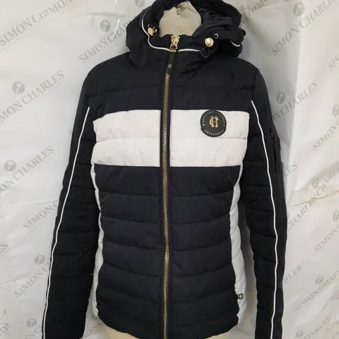 HOLLAND COOPER EQUESTRIAN COART IN BLACK AND WHITE SIZE M