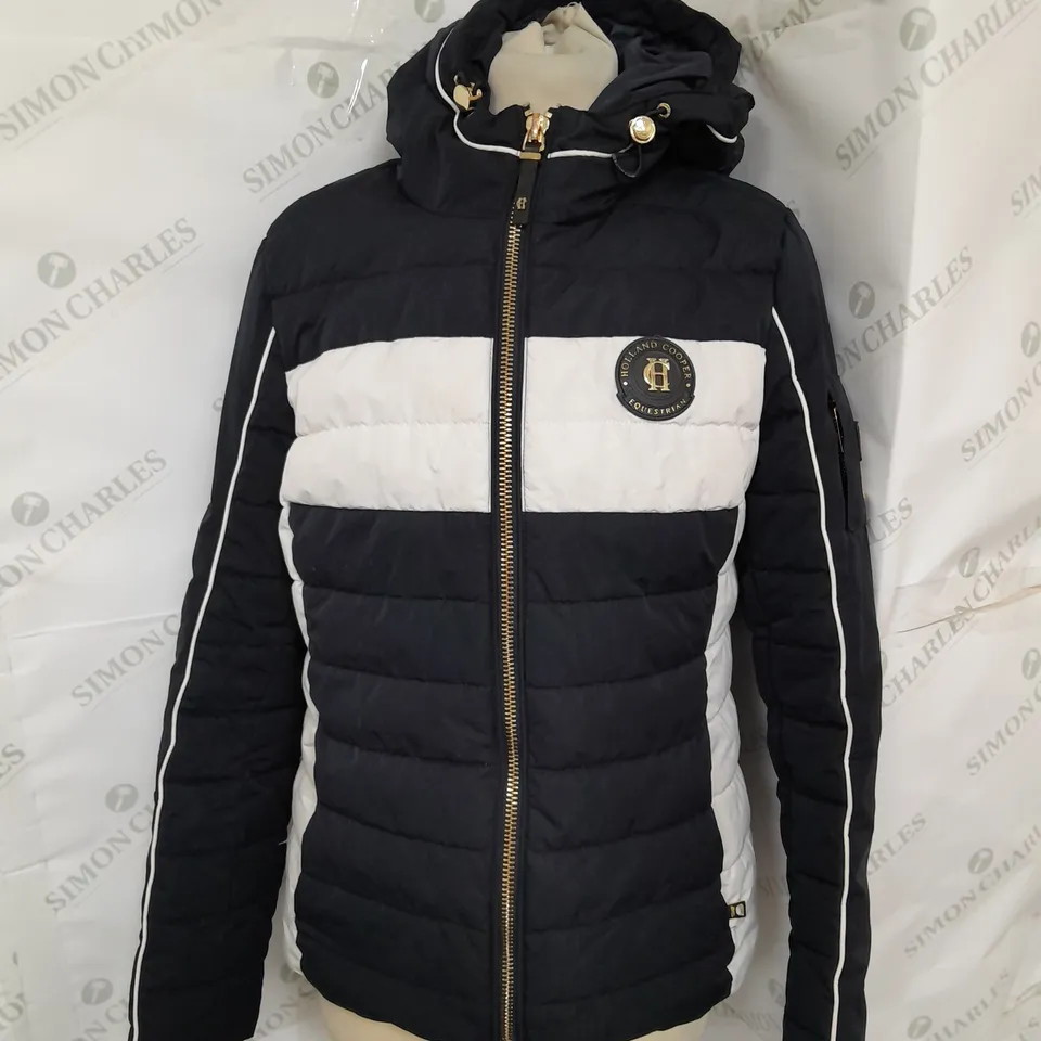 HOLLAND COOPER EQUESTRIAN COART IN BLACK AND WHITE SIZE M