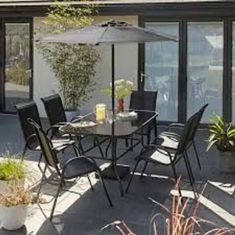 BOXED 8 PIECE DINING SET - BLACK (1 BOX)