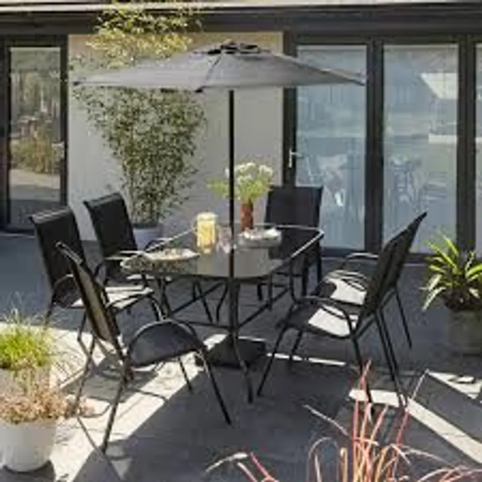 BOXED 8 PIECE DINING SET - BLACK (1 BOX)