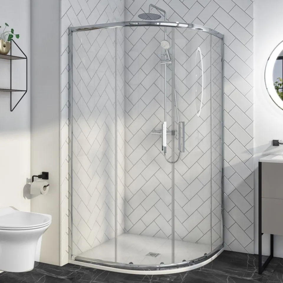 BOXED PAVO ALUMINIUM/CHROME 1200 × 900 × 1950mm SHOWER CUBICLE (2 BOXES)