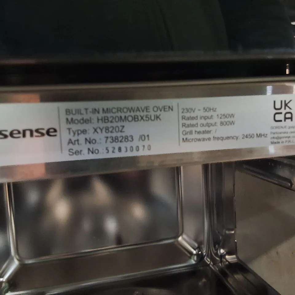 HISENSE HB20MOBX5UK BUILT-IN SOLO MICROWAVE - BLACK