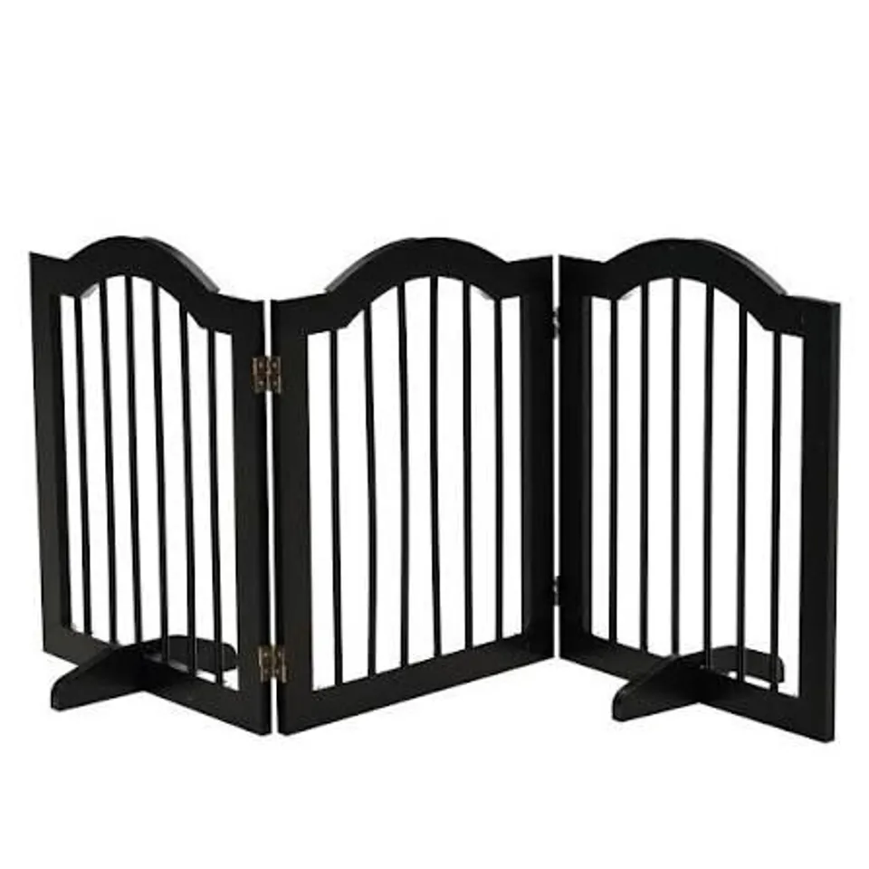 BOXED PAWHUT FREESTANDING DOG GATE WOODEN STAIR GATE FOR DOGS WITH SUPPORT FEET FOLDABLE PET FENCE