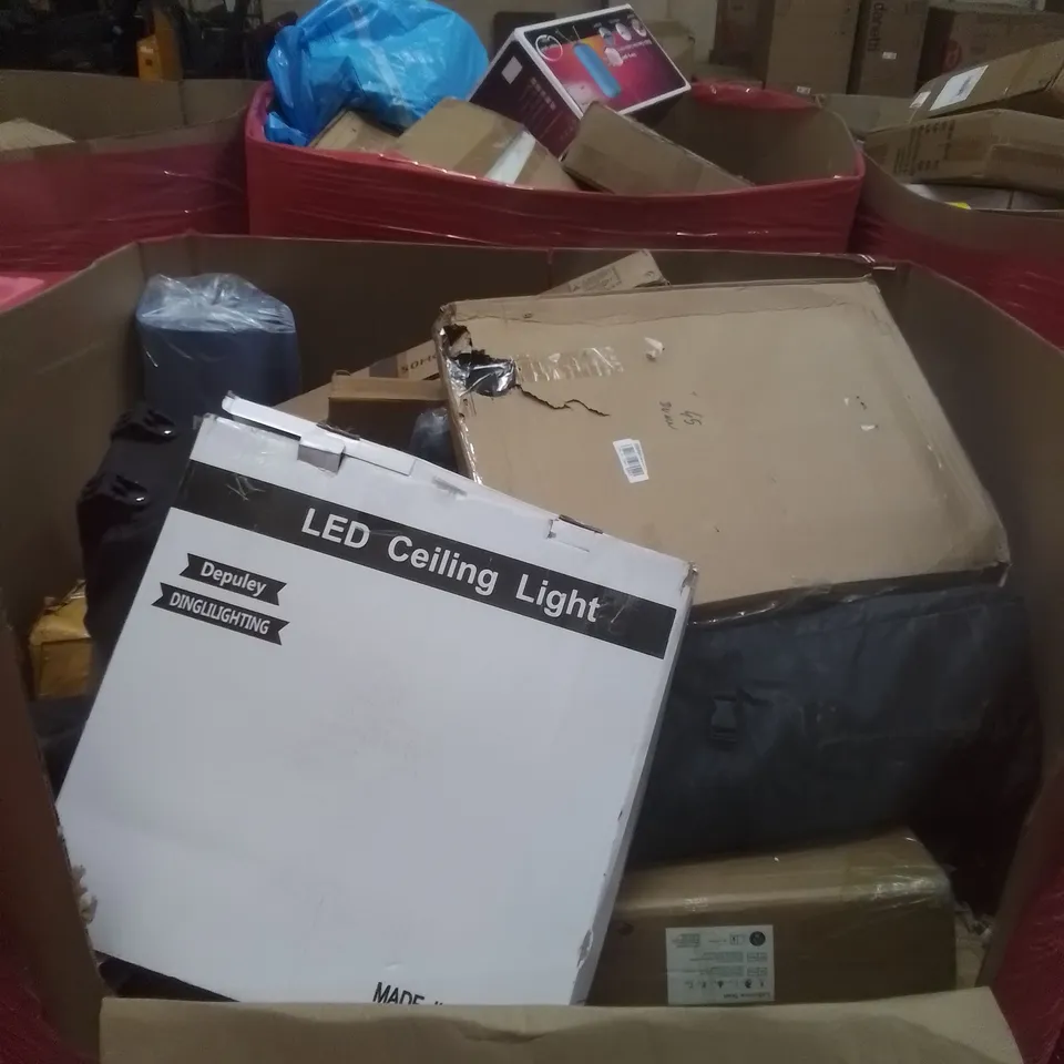 PALLET OF ASSORTED HOUSEHOLD GOODS AND FURNITURE TO INCLUDE; MIXED VARIETY OF HOUSEHOLD GOODS 