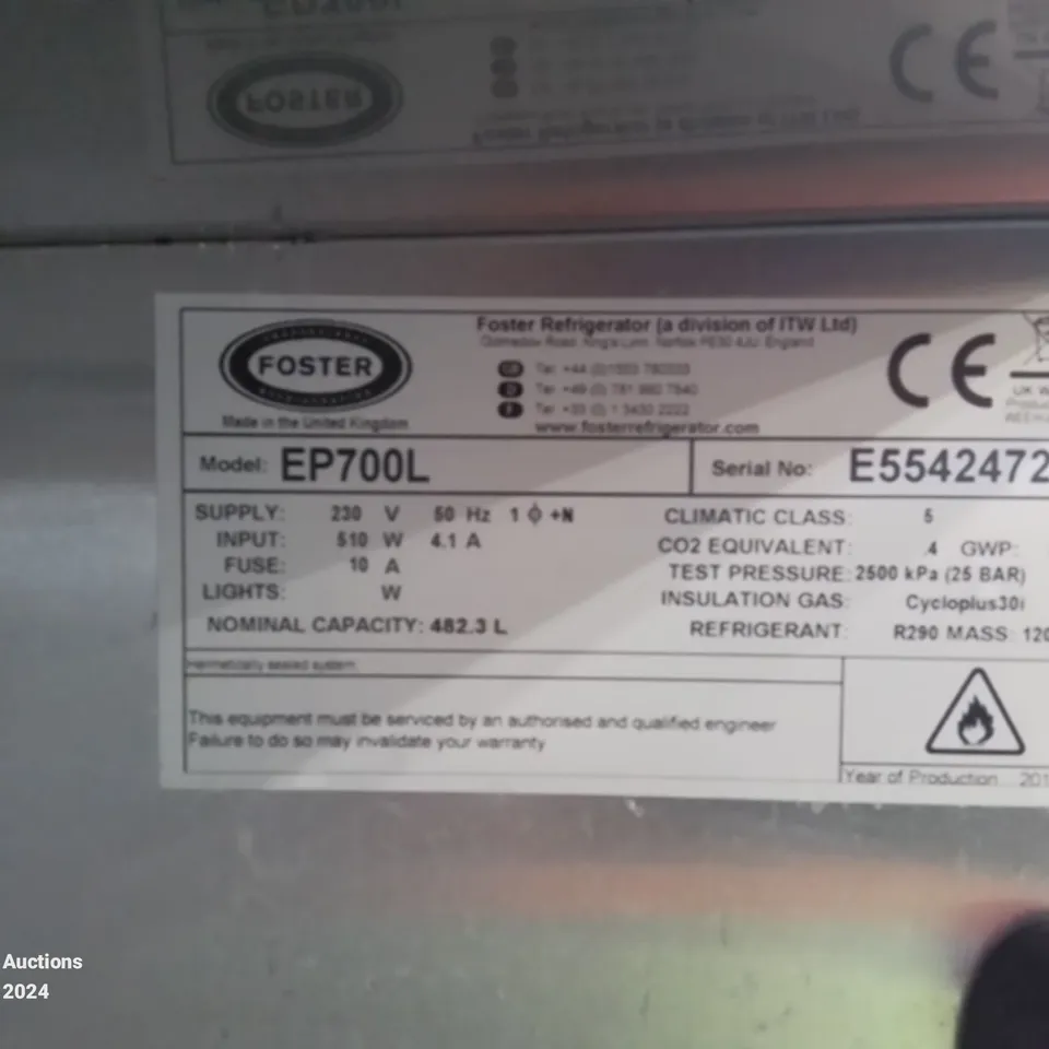  FOSTER COMMERCIAL EP700L ECOPRO G3 FREEZER (-18°/-21°C)