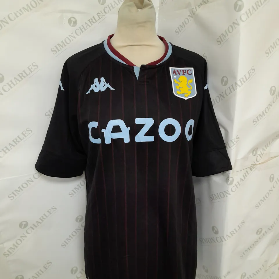 KAPPA KOMBAT ASTON VILLA TSHIRT IN BLACK AND RED STRIPE SIZE M