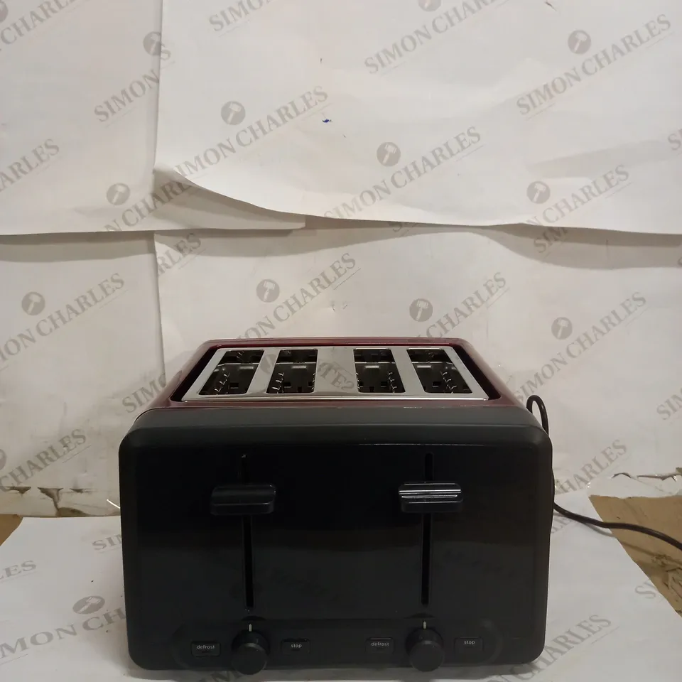 BOSCH DESIGNLINE PLUS TAT4P444GB 4 SLOT STAINLESS STEEL TOASTER WITH VARIABLE CONTROLS - RED