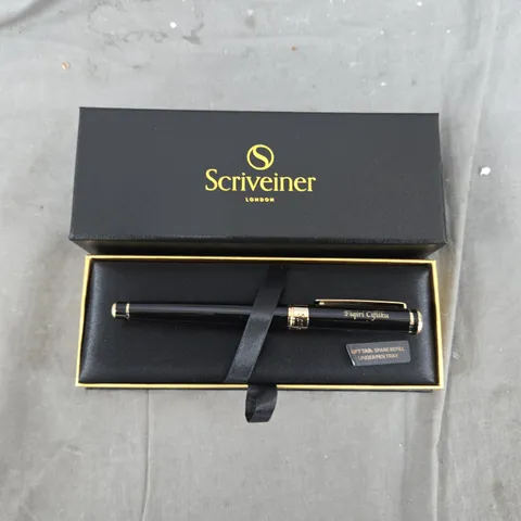 BOXED SCRIVEINER BLACK ROLLERBALL PEN CUSTOM