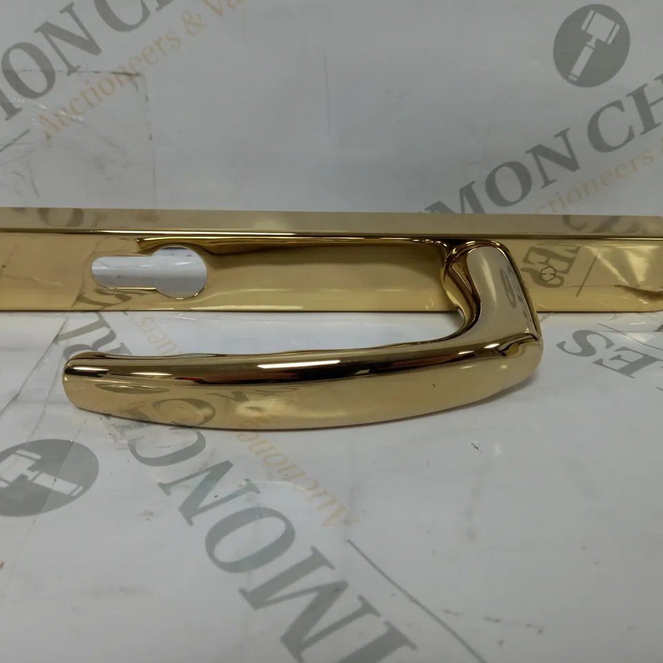 HOPPE ATLANTA DOOR HANDLE SET ON NARROW BACKPLATE - BRASS COLOURED