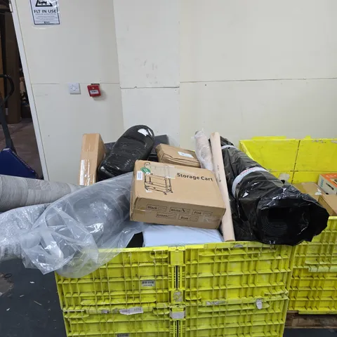 PALLET TO CONTAIN APPROXIMATELY 25 ASSORTED ITEMS TO INCLUDE STORAGE CART, 90CM WOODEN PICK AXE BEECH HANDLE ETC