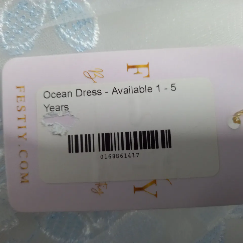 FESTIY OCEAN BLUE FLOWER GIRL/OCCASIONAL DRESS - SIZE UNKNOWN