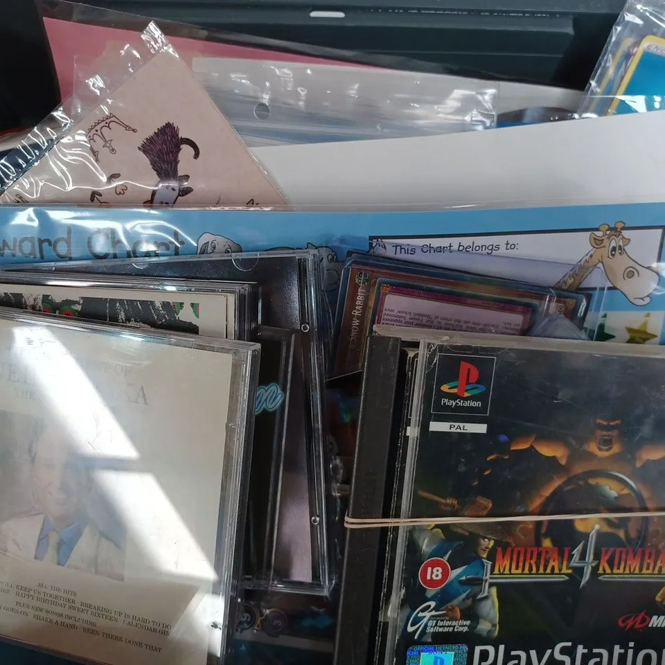 BOX OF APPROX 30 ASSORTED TOYS TO INCLUDE - LEGO MINIFIGURES - PLAYSTATION CROC 2 - PS3 W2C WORLD RALLY GAME ECT