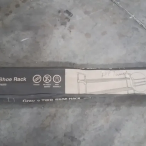 BOXED GREY 3 TIER SHOE RACK