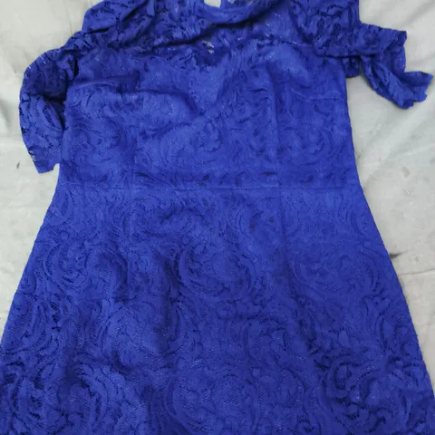 HOBBS DRESS WITH LACE DETAIL IN BLUE SIZE UK 12