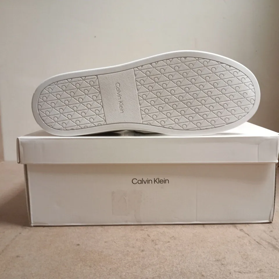 BOXED PAIR OF CALVIN KLEIN LACE UP SHOES IN DESERT TAUPE SIZE UK 9