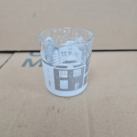GISELA GRAHAM LONDON - SNOW SCENE GLASS VOTIVE HOLDERS – BOX OF 12