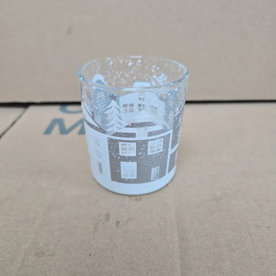 GISELA GRAHAM LONDON - SNOW SCENE GLASS VOTIVE HOLDERS – BOX OF 12