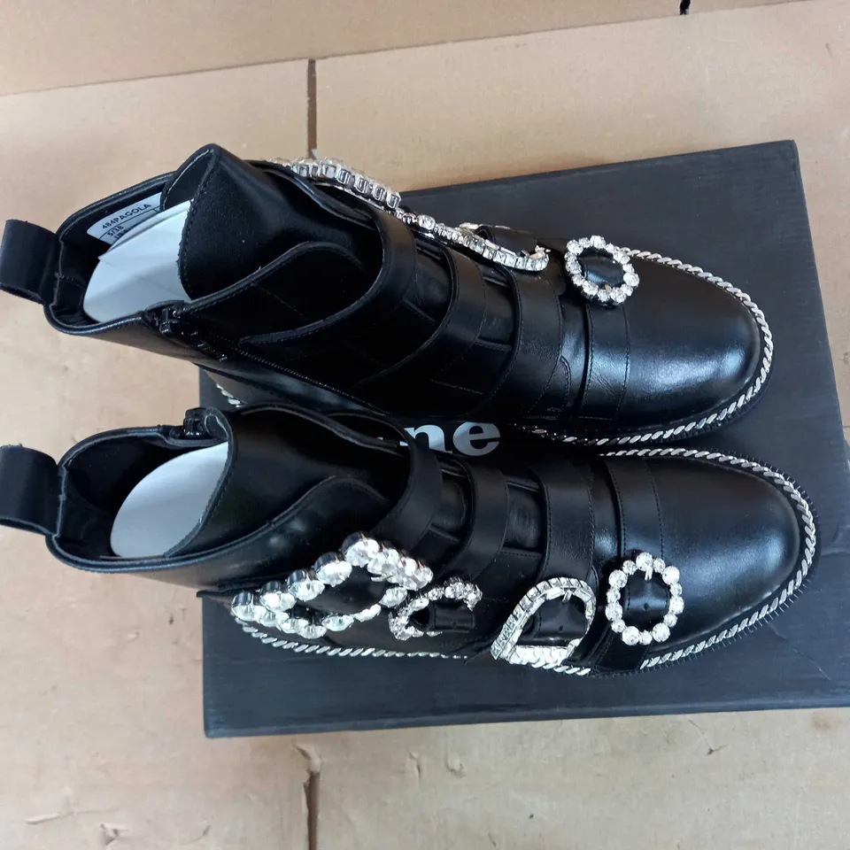 DUNE LONDON PAGOLA BLACK ANKLE BOOTS - SIZE 5