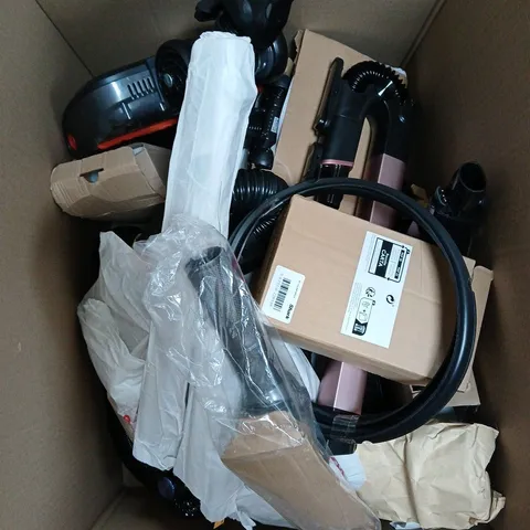 BOX OF APPROXIMATELY 10 ASSORTED HOOVER PARTS TO INCLUDE SHARK, DUOCLEAN, AND STRATOS ETC. 