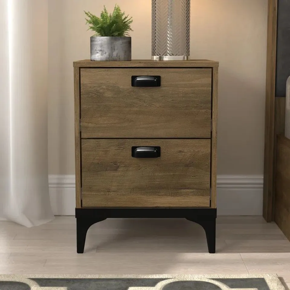 BOXED LAWRENCE 2 DRAWER BEDSIDE TABLE (1 BOX)