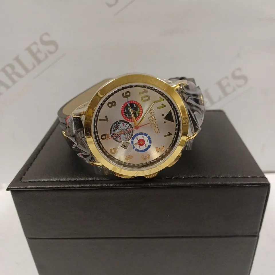 GAMAGES OF LONDON LIMITED EDITION HAND ASSEMBLED PRECISION AUTOMATIC GOLD WHITE WATCH RRP £810