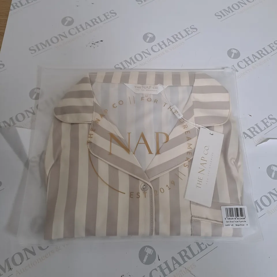 SATIN STRIPE TROUSER PYJAMA SET SIZE M