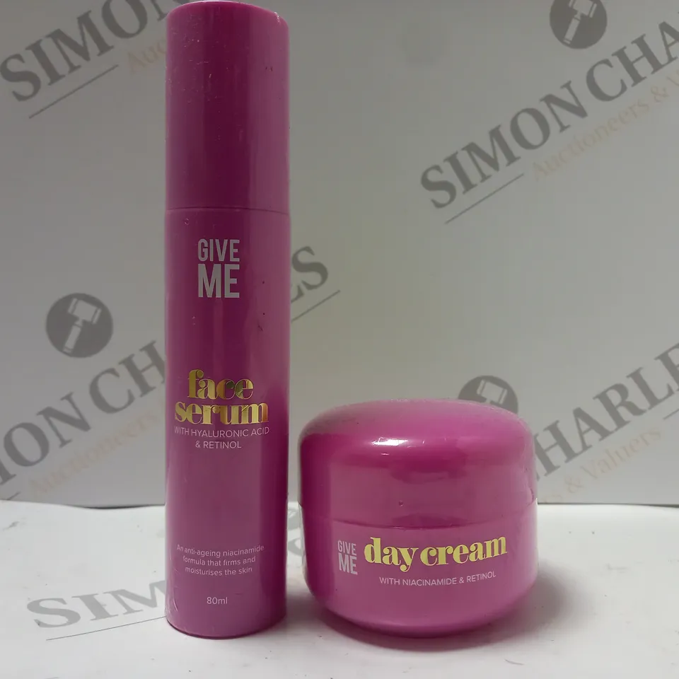 BOX OF 2 GIVE ME PRODUCTS TO INCLUDE FACE SERUM 80ML & DAY CREAM 50ML