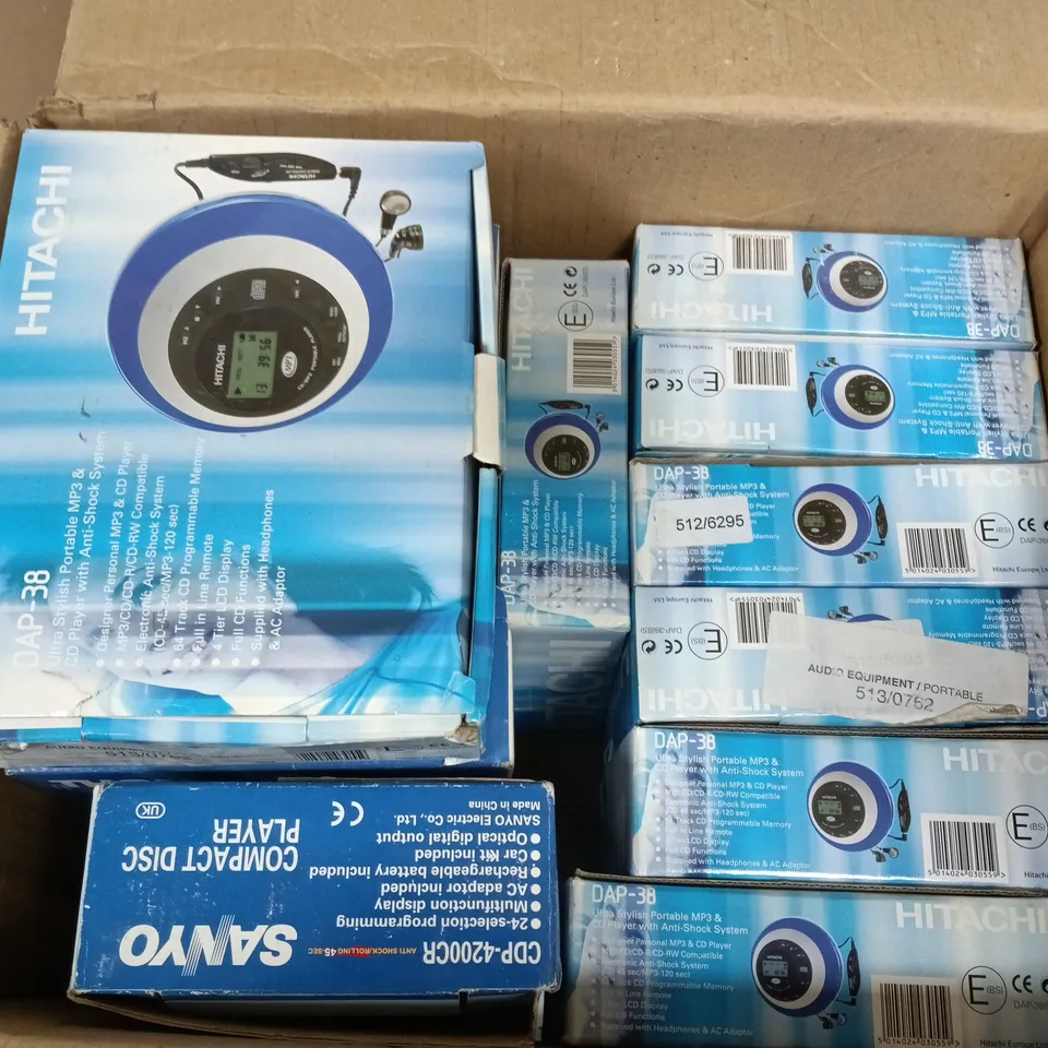 BOX OF APPROX 10 HITACHI DAP-38 PORTABLE MP3 & CD PLAYERS