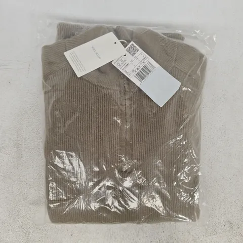 BAGGED MANGO ZIP KNITTED DRESS IN KHAKI SIZE UK 8
