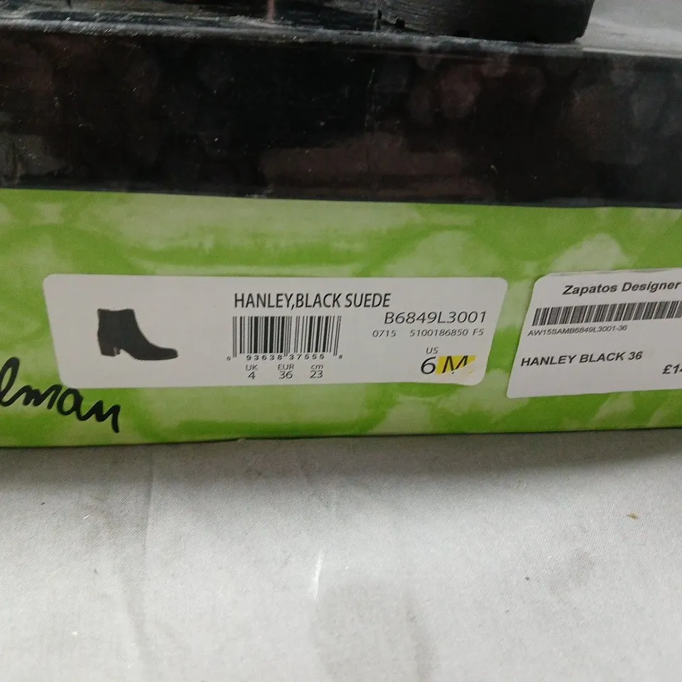SAM EDELMAN HANLEY BLACK SUEDE ANKLE BOOTS – UK4 (EU36)