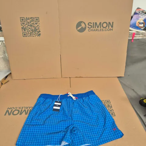 CREW CLOTHING COMPANY SWIM SHORTS – BLUE CHECK, UK XL