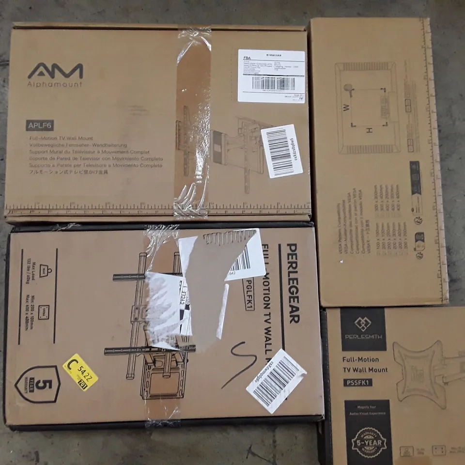 PALLET CONTAINING AN ASSORTMENT OF FULL TV AND MONITOR WALL MOUNT AND TV STAND ECT 