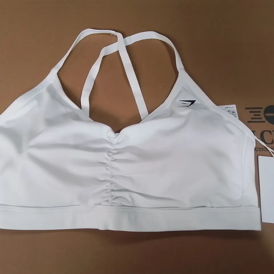 GYMSHARK RUCHED SPORTS BRA - WHITE MED SUPPORT