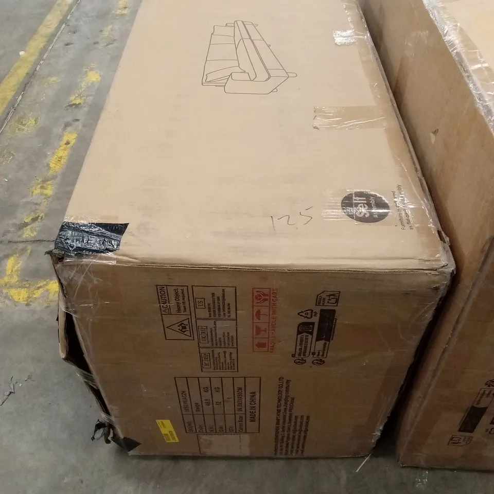BOXED DESIGNER 2 SEATER FABRIC UPHOLSTERED SOFA - BEIGE (1 BOX)
