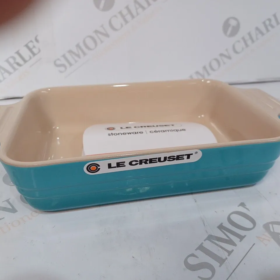 LE CREUSET STONEWARE SHALLOW RECTANGULAR DISH, 18 CM, TEAL