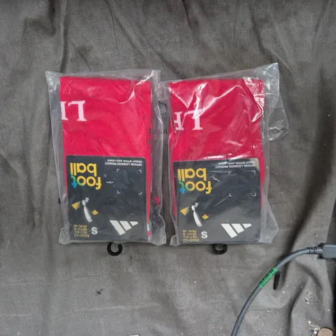 2 PAIRS OF LIVERPOOL ADIDAS FOOTBALL SOCKS – RED, UK 6-8 (EU 40-42) – 2 PAIRS