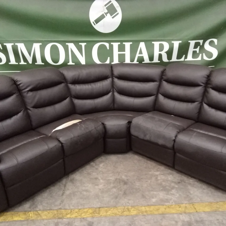ROTHBURY LUXURY FAUX LEATHER HIGH BACK MANUAL RECLINER CORNER GROUP SOFA