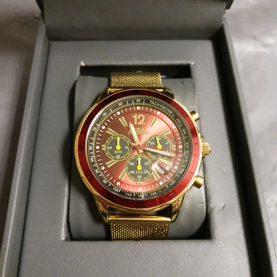 VICKERS ARMSTRONGS CHOPPER GOLD COLOUR CASE RED DIAL WATCH 