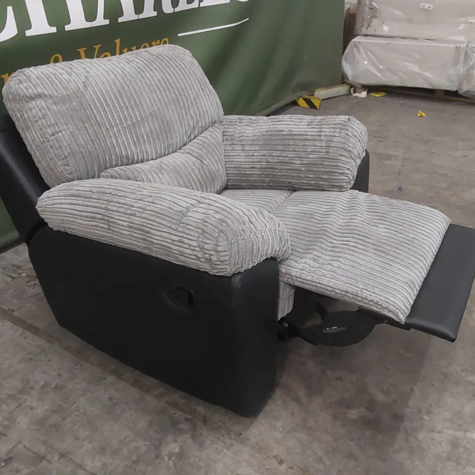 QUALITY DESIGNER SIENNA FABRIC/FAUX LEATHER RECLINER ARMCHAIR