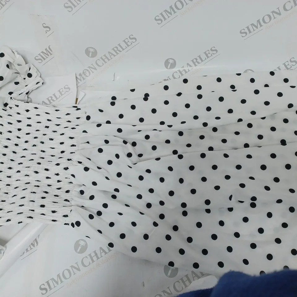 WHITE DRESS WITH BLACK POKA DOTS