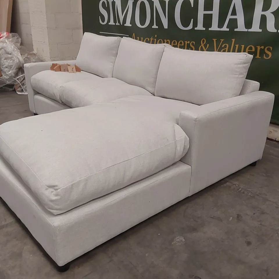 QUALITY DESIGNER LIGHT GREY FABRIC CHAISE CORNER SOFA 