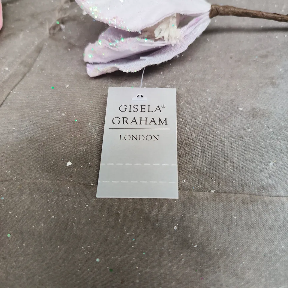 BOX OF 20 X 24 GISELA GRAHAM PINK/LILAC FROSTED DECORATIONS WITH CLIP