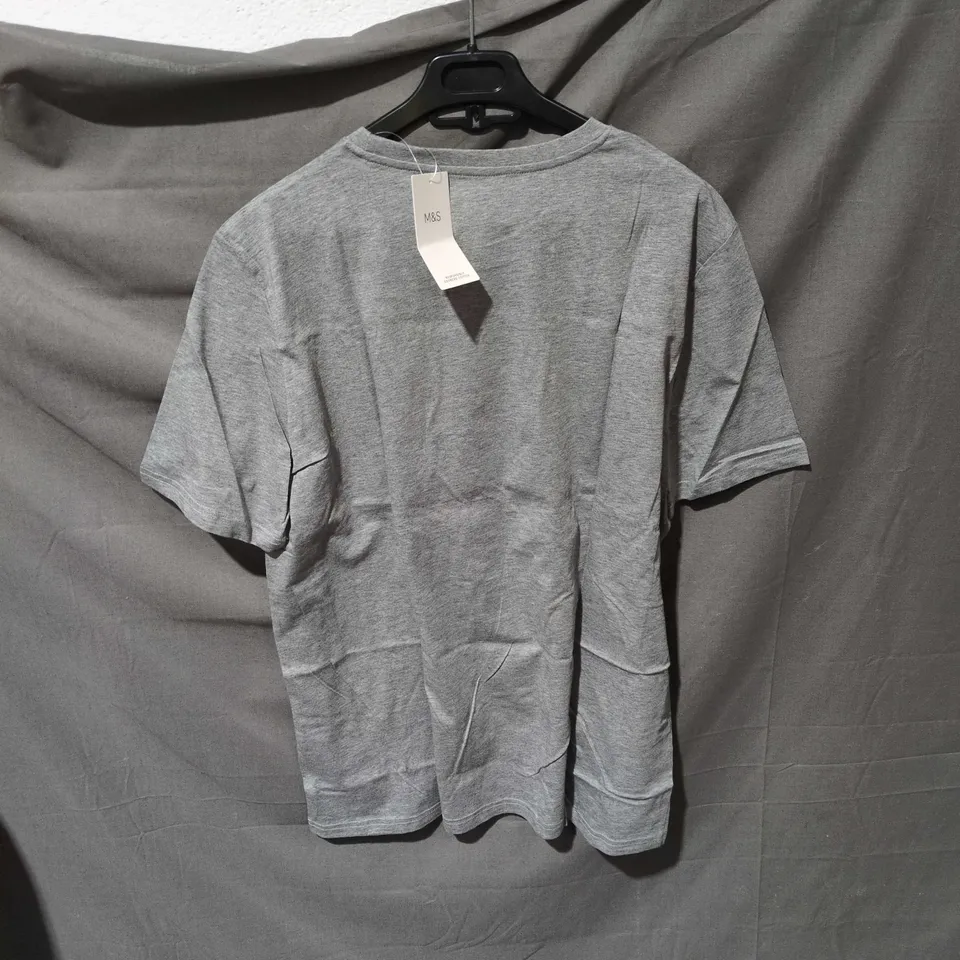 M&S MEN'S GREY COTTON T‑SHIRT – SIZE L, RESPONSIBLY SOURCED COTTON