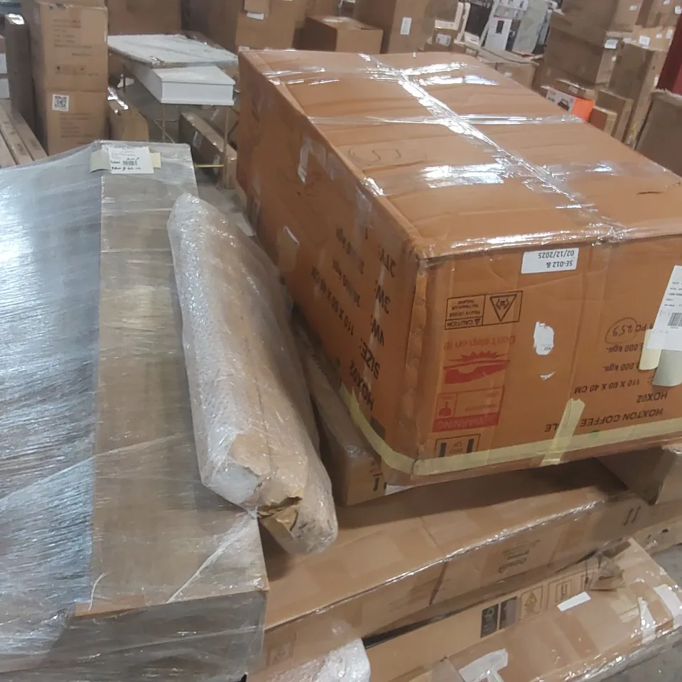 PALLET CONTAINING A VERY LARGE QUANTITY OF ASSORTED DESIGNER FURNITURE PARTS ECT 
