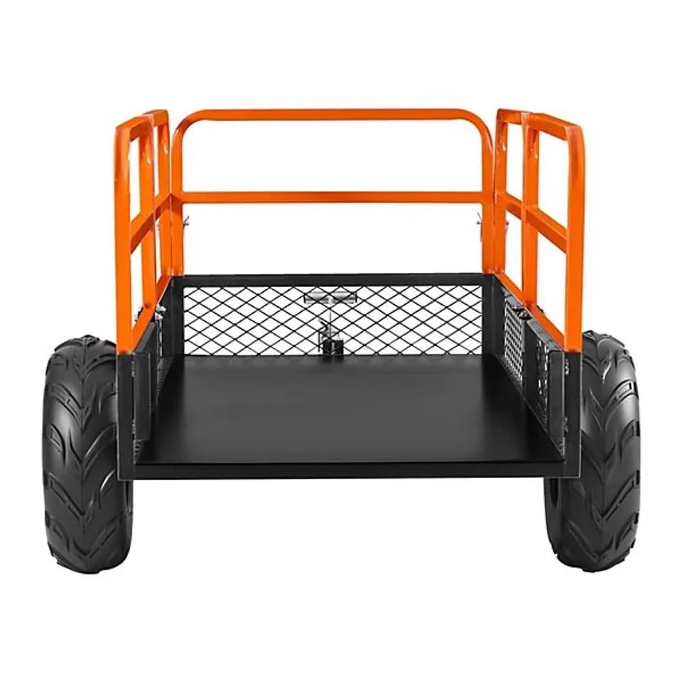 BOXED VEVOR GARDEN UTILITY TRAILER, 22 CU. FT & 1600LBS, ATV UTV TRAILER, TOW BEHIND STEEL DUMP TRAILERS, REMOVABLE REAR PANEL