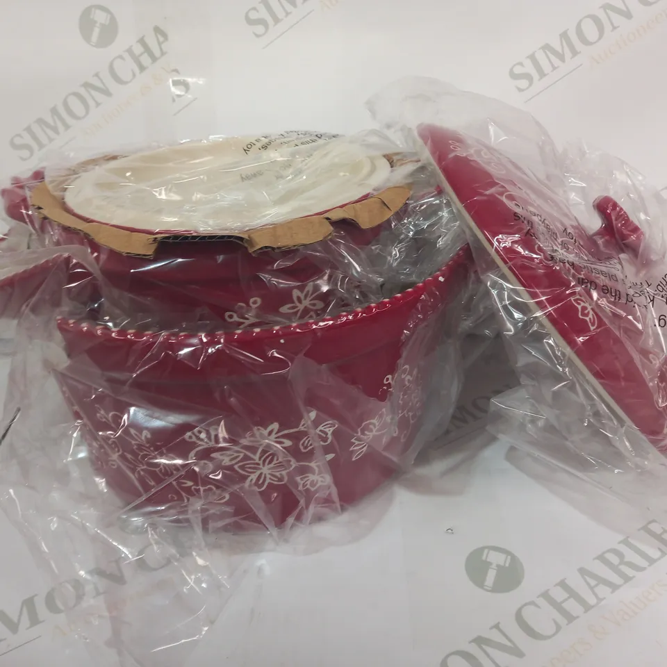 TEMP-TATIONS CERAMIC ROUND CASSEROLE BAKER SET 